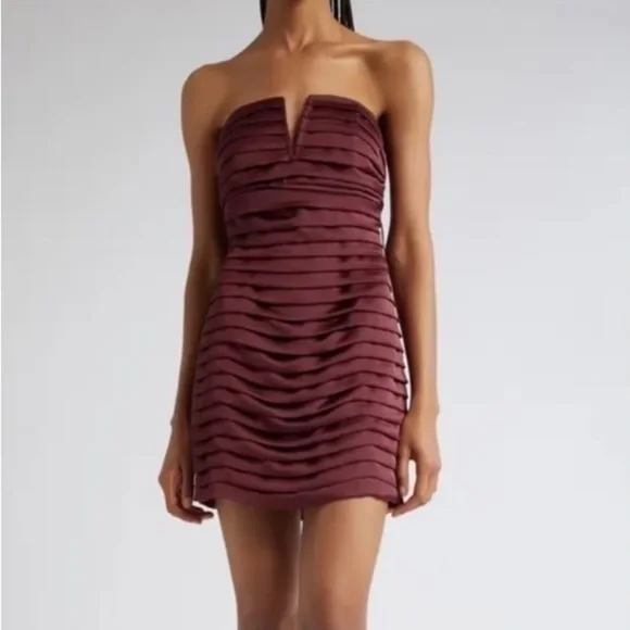 knee length dresses for ladies DORA - MINI STRAPLESS DRESS WITH CHEST CUTOUT DETAIL